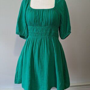 GAP Cotton Smocked Square Neck Mini Dress
